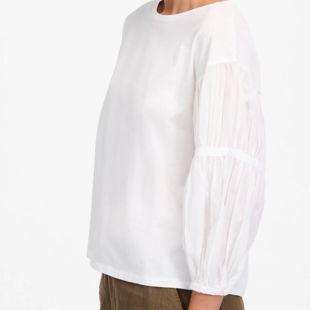 Madewell Puff-Sleeve Drop-Shoulder Knit Top Size M - Picture 3 of 12